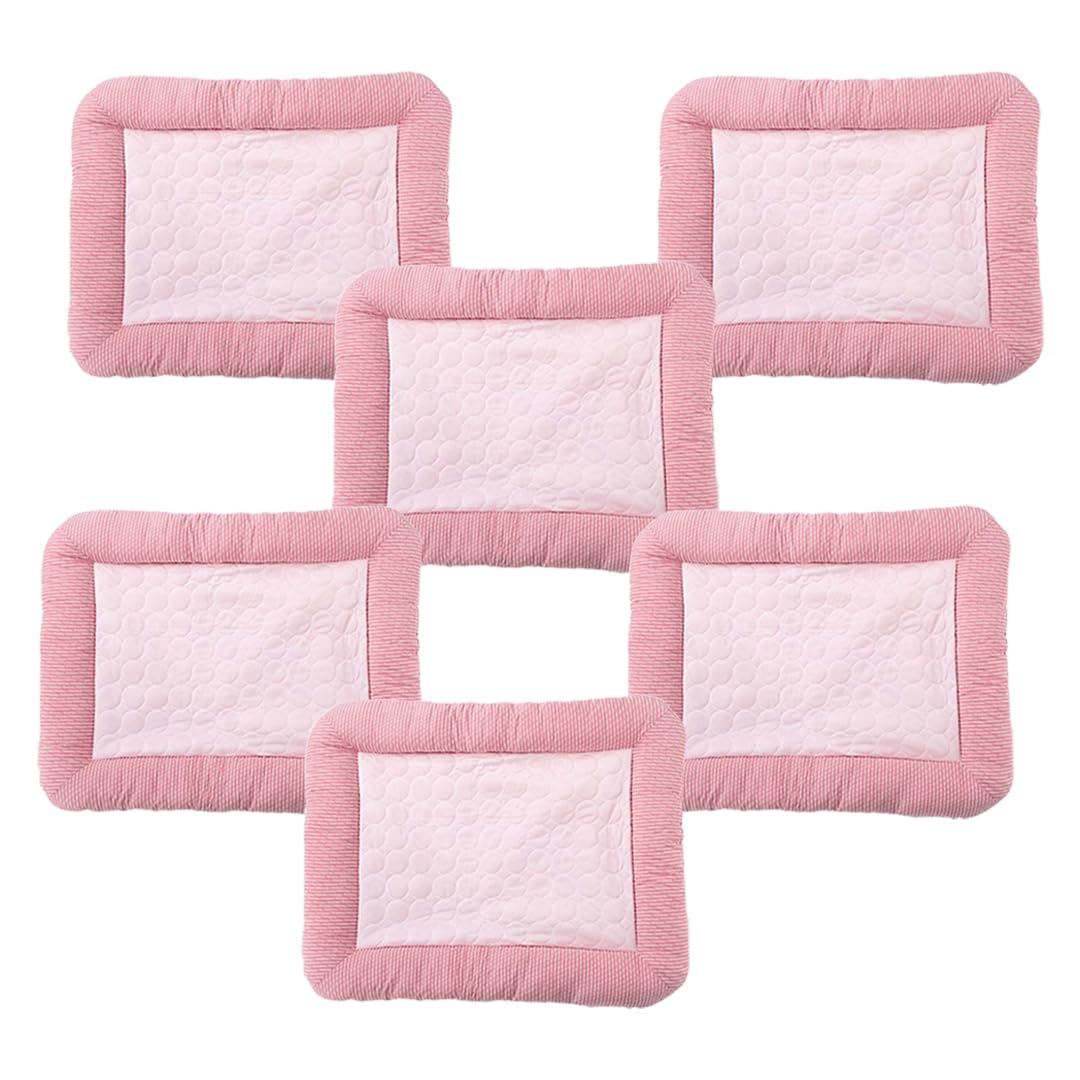 Kuber Industries Rectangular Dog & Cat Bed|Yarn Dyed Oxford Cloth|Nylon and Polyester with Cotton Filling|Self-Cooling Bed for Dog & Cat|Small Light-Weight & Durable Dog Bed|ZQCJ005P-M|Pack of 6|Pink