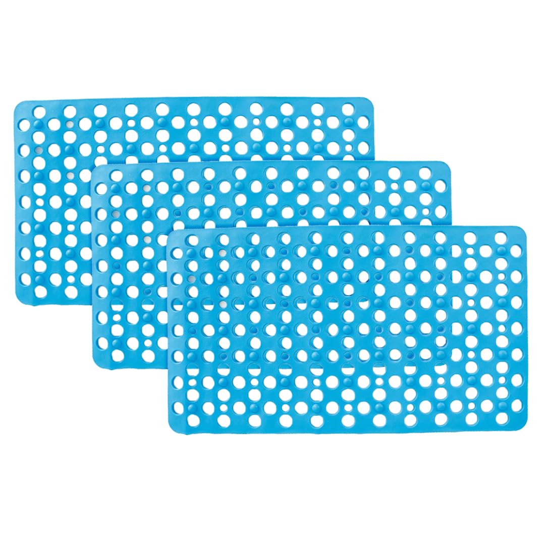 Kuber Industries Bathroom Mat|Anti Slip Mat for Bathroom Floor|Durable,Wear Resistant & Easy to Maintain|Foot Massager Door Mat with Water Drainage Holes|HY-03|40 x 70 cm,Sky Blue (Pack of 3)