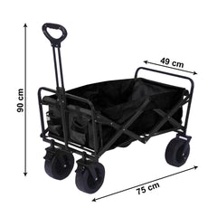 Kuber Industries (Set of 3) Garden Wagon Cart with Wheels Foldable & Portable Design - Heavy Duty Pullable Yard Cart with 5" Narrow Wheels - Black