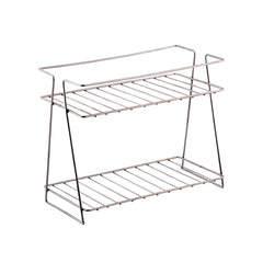 Kuber Industries (Set of 3) Multipurpose Counter Top Spice Rack Trolley Organizer 2-Layer Stainless Steel Corner Stand for Kitchen | Silver