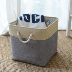 Kuber Industries Foldable Storage Basket|Polyester Toy Storage Bin|Wardrobe Organizer For Clothes (Dark Grey & Brown) (Pack Of 2)