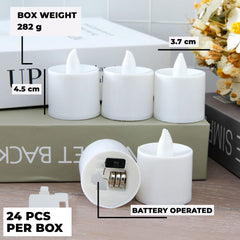 Kuber Industries LED Tea Light Candles for Home Decor |Battey Operated |Yellow Light |Diwali Lights for Decoration,Along with Festivities & Parties|B0-051702B (Candle with Blue) Set of 24 (Pack of 2)