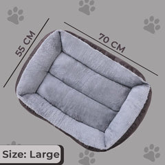 Kuber Industries Dog & Cat Bed|Polyester Face with Cotton & Polyester Filling|Comfortable and Durable|Rectangle Pet Bed for Enhanced Stretching Space|Machine Wash|QY036BR-L|Brown (Pack of 2)
