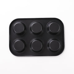 Kuber Industries 6 Slots Non-Stick Cup Cake Tray|Cup Cake Mould for Baking|Idol for Muffin, Small Cake-Pack of 4 (Black)