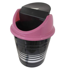 Kuber Industries Plastic 3 Pieces Medium Size Swing Dustbin/Swing Garbage Bin/Waste Bin, 10 Liters (Black & Pink)-KUBMART10237