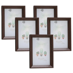 Kuber Industries Photo Frame For Home Décor|Use Horizontal & Vertical|Crystal Clear Glass|Perfect For Home, Office And Shop "11.6x16.7CM"-Pack of 5 (Brown)