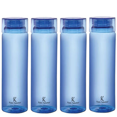 Homestic BPA Free Plastic Water Bottles | Breakproof, Leakproof, Food Grade PET Bottles | Water Bottle for Kids & Adults | Plastic Bottle Set of 4 |Blue