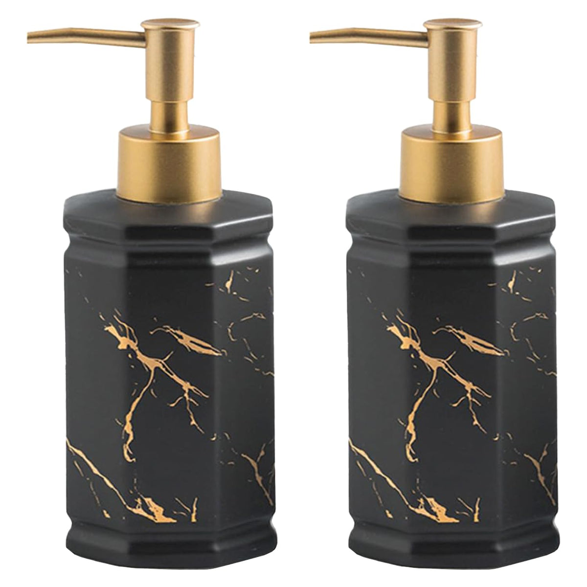Kuber Industries Liquid Soap Dispenser | Handwash Soap Dispenser | Soap Dispenser for Wash Basin | Shampoo Dispenser Bottle | Bathroom Dispenser Bottle | 350 ml | Pack of 2 | Black