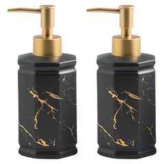 Kuber Industries Liquid Soap Dispenser | Handwash Soap Dispenser | Soap Dispenser for Wash Basin | Shampoo Dispenser Bottle | Bathroom Dispenser Bottle | 350 ml | Pack of 2 | Black