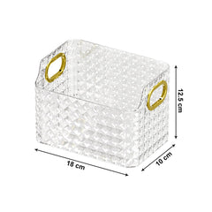 Kuber Industries Pack of 4 Makeup Desk Organizer | Diamond Cut Glass Finishing ABS | Multipurpose Cosmetic Organiser | large capacity | Skin Care Products Holder for Dressing Table | Transparent