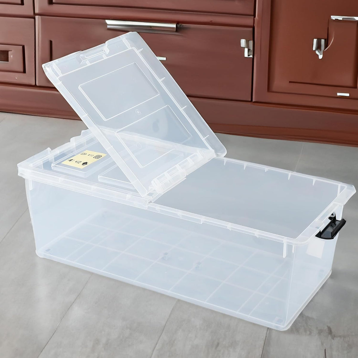 Heart Home Large Capacity Underbed Storage Box with Lids and Wheels | Dustproof & Stackable | Rectangular Storage Box | Multipurpose Organizer for Clothes/Toys (79L)