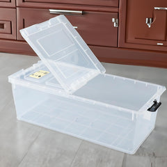 Heart Home Large Capacity Underbed Storage Box with Lids and Wheels | Dustproof & Stackable | Rectangular Storage Box | Multipurpose Organizer for Clothes/Toys (79L)