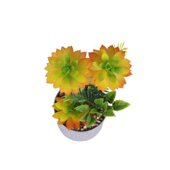 Kuber Industries Artificial Plants for Home Décor|Natural Looking Indoor Fake Plants with Pot|Artificial Flowers for Decoration-Pack of 3 (Yellow)