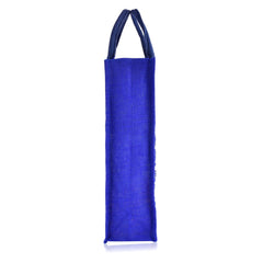 Kuber Industries Bottle Bag | Jute Carry Bag | Water Bottle Cover | Wine Bottle Bag | Reusable Bottle Bag with Handle | Bottle Bag for Office | Warli-Print Gift Bag | Blue