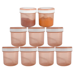 Kuber Industries Containers Set for Kitchen|BPA-Free Plastic Storage Containers Set|Kitchen Storage Containers|Grocery Containers with Spoon|Spicy 1100 ML|Pack of 9 (Brown)