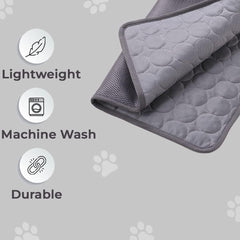 Kuber Industries Rectangular Dog & Cat Bed|Premium Cool Ice Silk Polyester With Bottom Mesh|Multi-Utility Self-Cooling Pad For Dog & Cat|Light-weight & Durable Dog Bed|ZQCJ001DG-M|Dark Grey(Pack Of 6)
