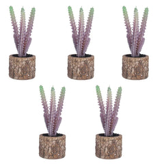 Kuber Industries Artificial Plants for Home Décor|Natural Looking Indoor Fake Plants with Pot|Artificial Flowers for Decoration-Pack of 5 (Lavender)