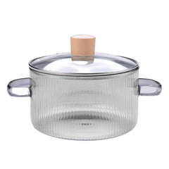 Urbane Home Borosilicate Glass 1.45L Saucepan with Lid & Handle | Induction Pan Cookware | Handi for Cooking | Microwave Safe | Cooktop for Tea/Milk/Pasta/Noodles/Rice | Transparent- Grey Color