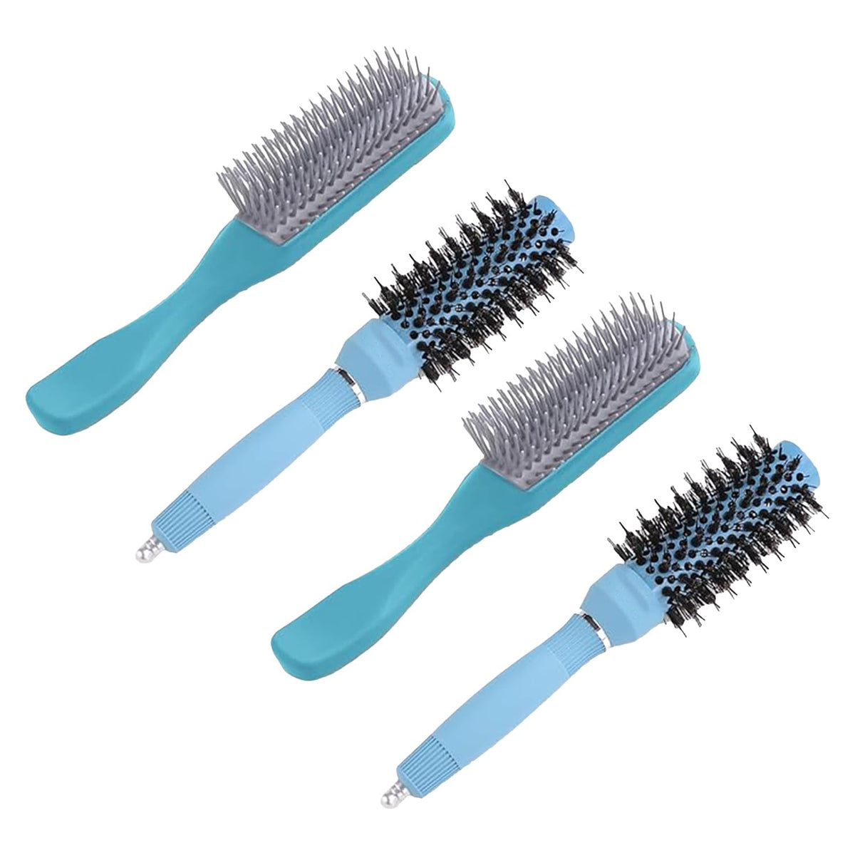 Kuber Industries Hair Brush | Bristles Brush | Hair Brush with Paddle | Sharp Hair Brush for Woman | Suitable For All Hair Types | TGX5232-C19BLE |Pack of 4| Ice Blue & Blue
