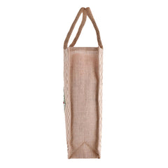 Kuber Industries Lunch Bag | Jute Carry Bag | Lunch Handbag | Lunch Bags for Office | Reusable Lunch Bag with Handle | Tiffin Carry Patch Hand Bag | Small | Brown
