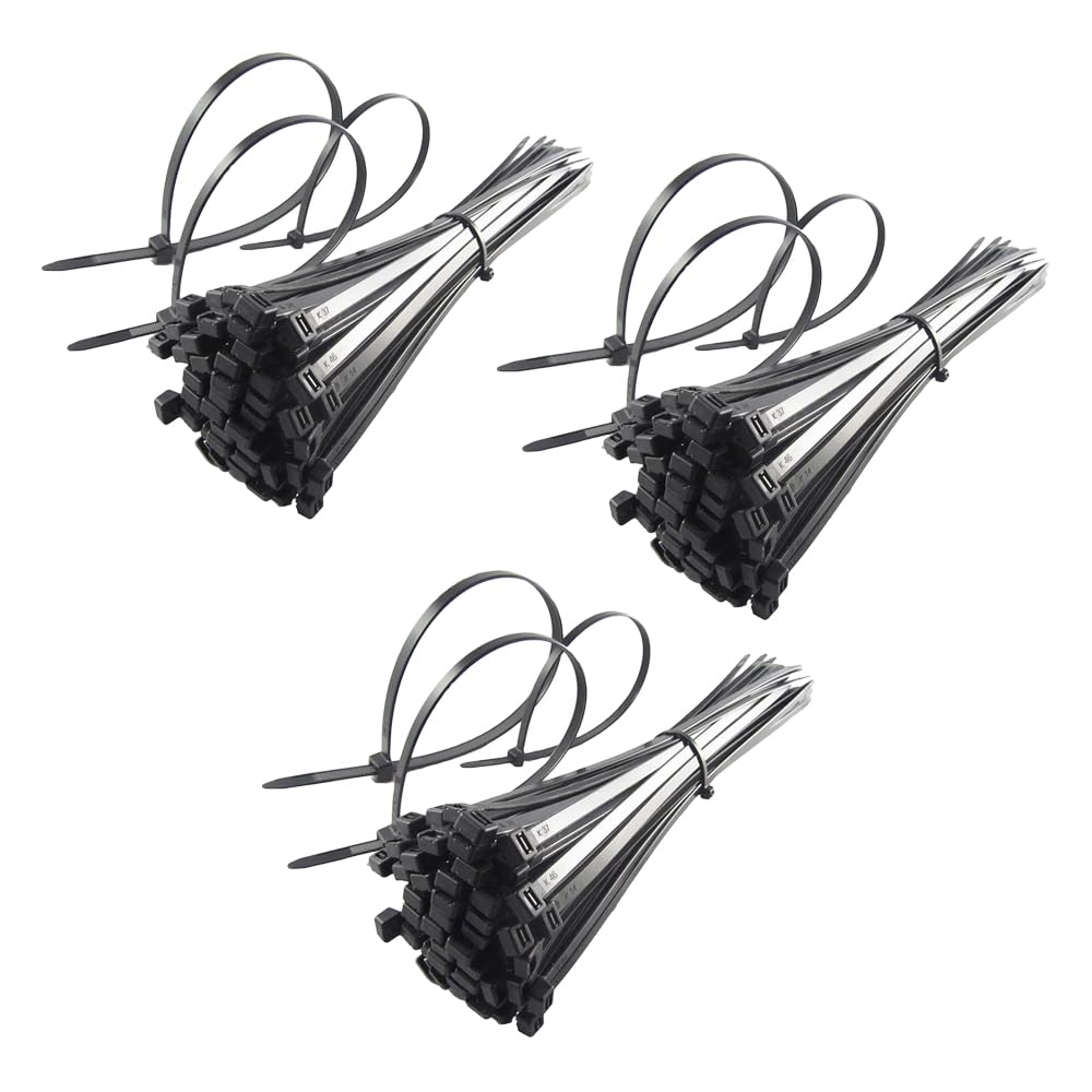 Kuber Industries Self Locking Cable Ties (250 mm x 3.6 mm - Pack of 300 Pcs) Black