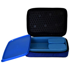 Heart Home Food/Microwave Safe Plastic Lunch Box Set with 2 Small Containers & Cover for School/Office (Red)-50HH01216