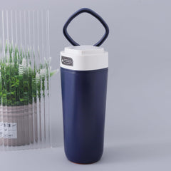 Heart Home Anti-Fall Insulated Coffee Tumbler with Suction Bottom | Leak-proof Stainless Steel Tumbler | Coffee Tumbler with Lid and Handle | 480 ML | Dark Blue