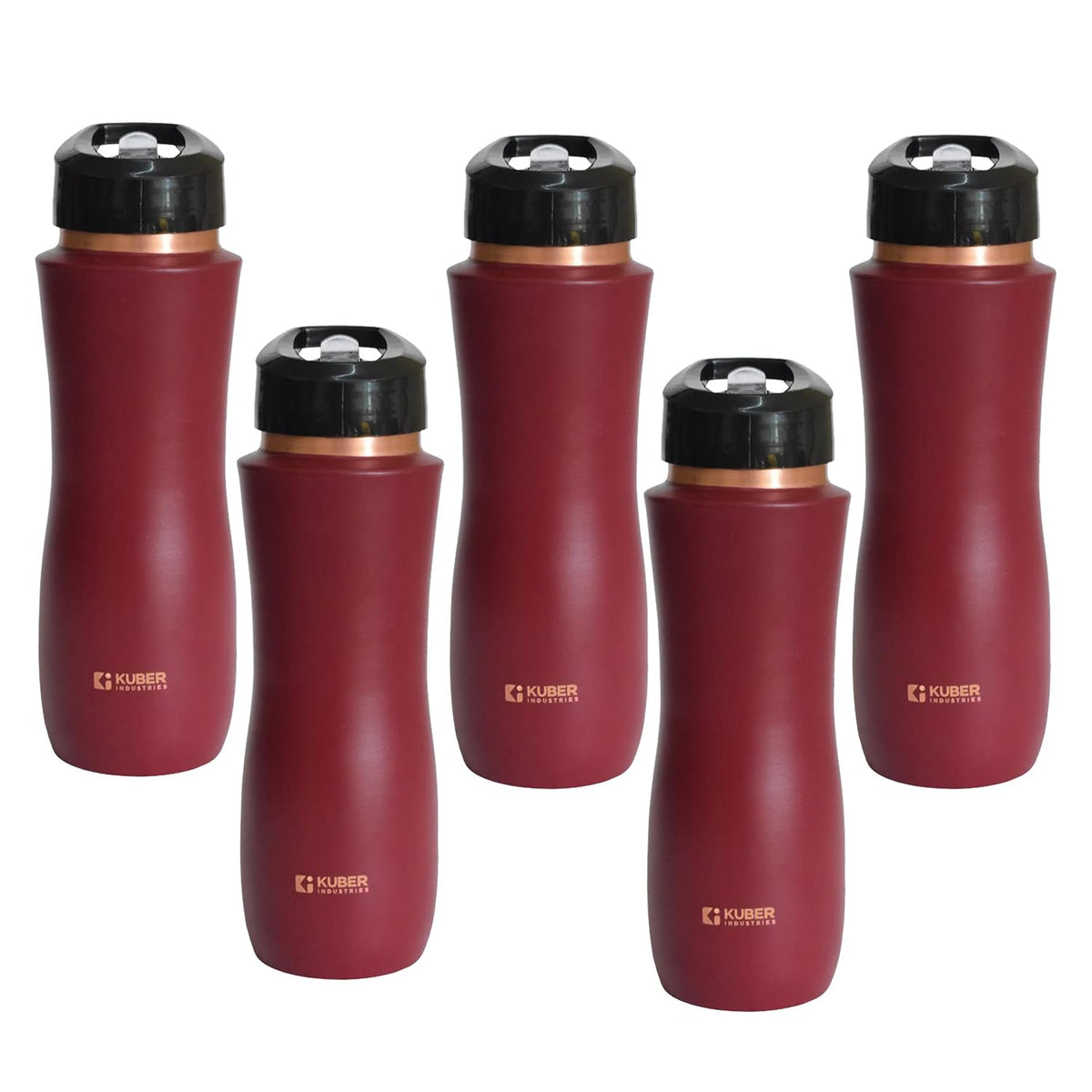 Kuber Industries Copper Water Bottle with Sipper | BPA Free & Non-Toxic | Leakproof, Durable & Lightweight | with Added Health Benefits of Copper |Easy to Clean | Maroon | Maroon (Pack of 6)