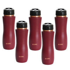 Kuber Industries Copper Water Bottle with Sipper | BPA Free & Non-Toxic | Leakproof, Durable & Lightweight | with Added Health Benefits of Copper |Easy to Clean | Maroon | Maroon (Pack of 6)