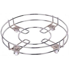 Kuber Industries Stainless Steel Cylinder Trolly with 4 Wheels (Silver)-CTKTC021689