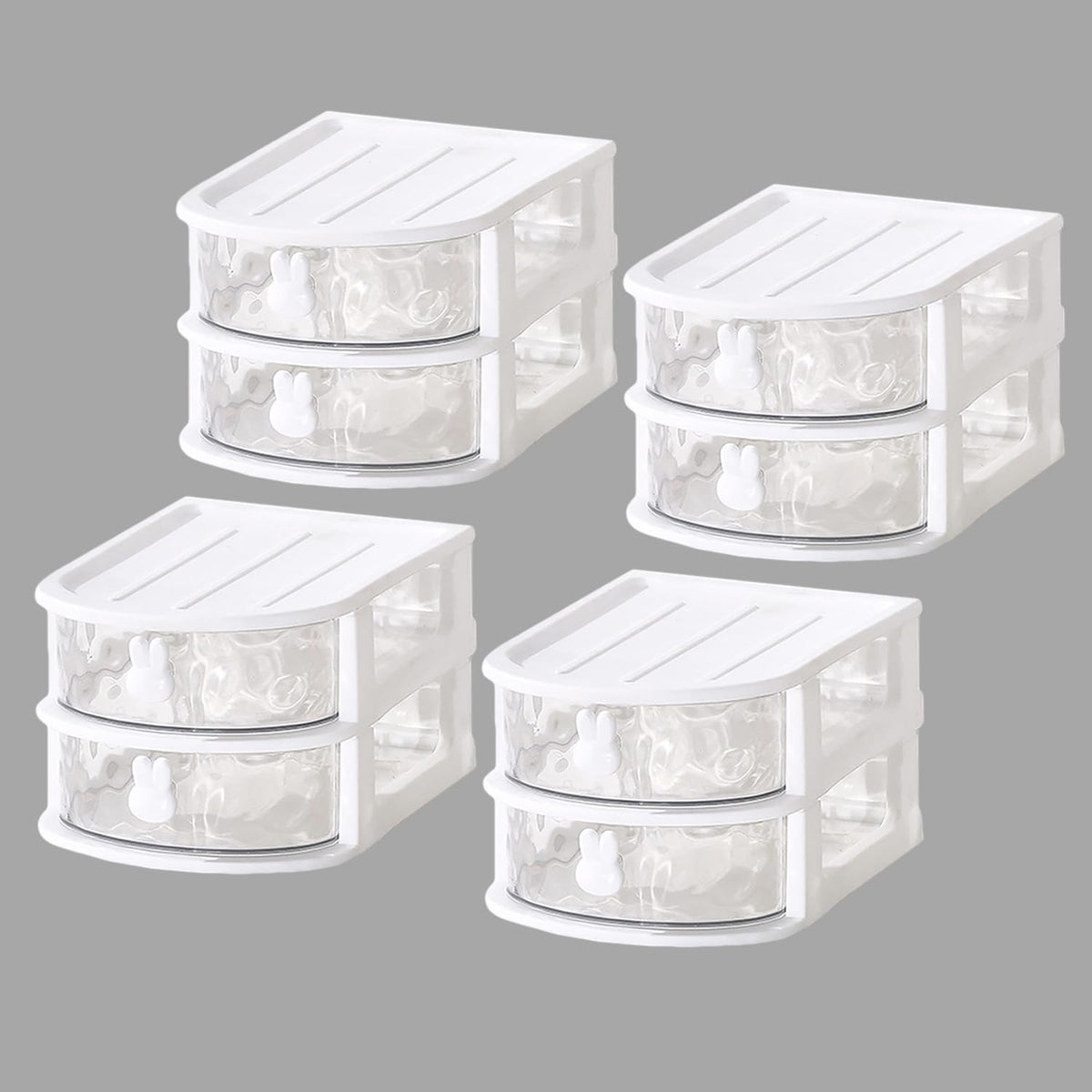 Kuber Industries (Set of 4) Drawer Desk Organizer - 2-Layer Aesthetic Organizer for Office & Study Table, Stationary & Pen Organizing for Students - White