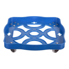 Kuber Industries Cylinder Stand|Unbreakable Plastic Gas Cylinder Stand|LPG Cylinder Stand|Gas Trolly|Square Shape Cylinder Trolley with Wheels|Pack of 2 (Blue)