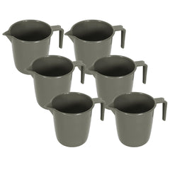 Heart Home Bathroom Mug | Plastic Bath Mug for Bathroom | Bath Mug | Mug for Bathroom | Mug for Toilet | Washroom Jug | 111 Bath Mug | 1 LTR | Pack of 6 | Gray