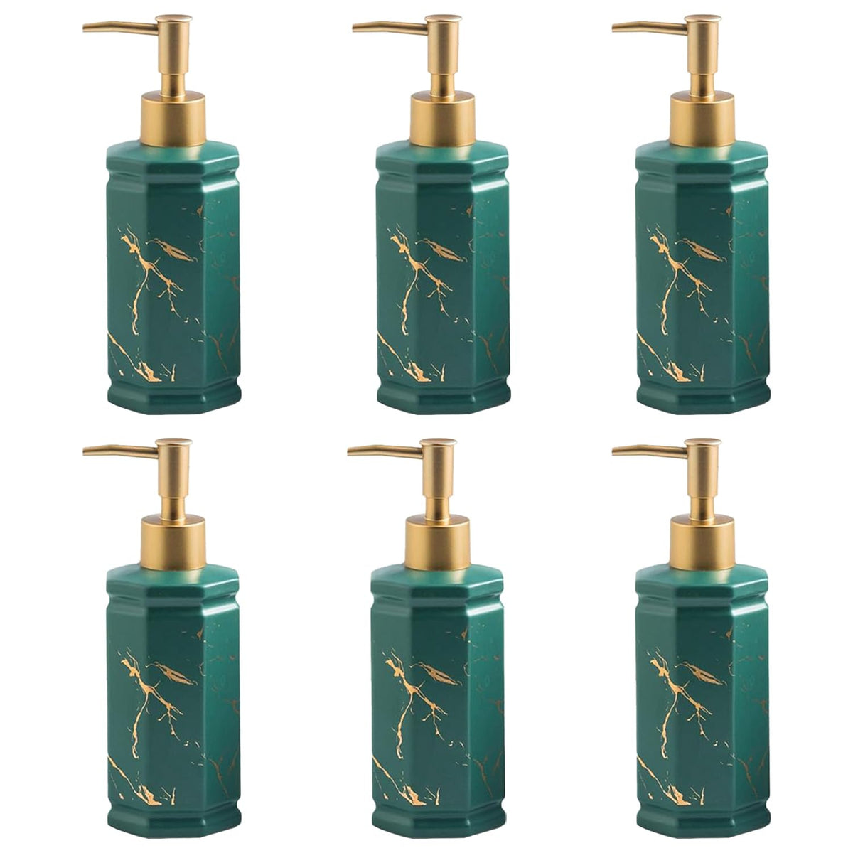 Kuber Industries Liquid Soap Dispenser | Handwash Soap Dispenser | Soap Dispenser for Wash Basin | Shampoo Dispenser Bottle | Bathroom Dispenser Bottle | 6 Piece | Pack of 2 | 350 ml | Green