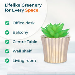 Kuber Industries Artificial Plants for Home D?cor|Natural Looking Indoor Fake Plants with Pot|Artificial Flowers for Decoration-Pack of 6 (Green)