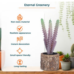 Kuber Industries Artificial Plants for Home Décor|Natural Looking Indoor Fake Plants with Pot|Artificial Flowers for Decoration-Pack of 5 (Lavender)