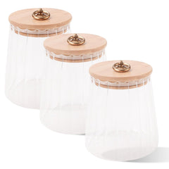 Heart Home Borosilicate Glass Jar with Bamboo Lid | Kitchen Organizer Items and Storage | Multi-utility, Leakproof, Airtight Jar for Cookies, Snacks, Tea, Coffee, Sugar | 620 ml | pack of 3