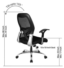 Kuber Industries Ergonomic Revolving Office Chairs for Work From Home | Comes with Manual Height Adjustable & Armrest Support | Comfy Study Chair for Students with Wheels | Black