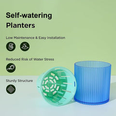 Urbane Home Flower Pot | Flower Planter Pots for Indoor | Flower Pots for Outdoor | Pot for Garden & Balcony Flowering | Self Watering Flower Pot | P48-2..| Pack of 4 | Multi