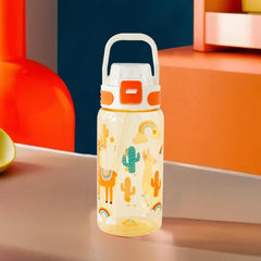 Kuber Industries Pack of 4 Kids Water Bottle With Straw |Sipper Water Bottle For Kids Boys Girls| Water Bottle with Locking Flip Lid | 650 ml | White | SYZ-7782A