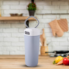 Kuber Industries Anti-Fall Insulated Coffee Tumbler with Suction Bottom | Leak-Proof Stainless Steel Tumbler | Coffee Tumbler with Lid and Handle | 480 ML | Gray