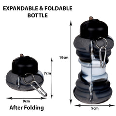 Heart Home Water Bottle | Silicone School Water Bottle | Expandable Water Bottle | Flip Cap Water Bottle | Gym Water Bottle | Sports Water Bottle | 600 ML | Black