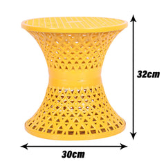 Kuber Industries Seating Stool | Plastic Mesh Damroo Stool | Both Sided Stool for Guestroom | Damroo Style Stool | Stool for Graden | Stool for Balcony | Pack of 2 | Multi