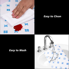 Heart Home Placemat | Placemats for Dining Room | Anti-Slip Table Mat Set | Placemats for Kitchen Table | Dining Table Placemats | Blue Star-Design Placemat | 6 Piece Set | White