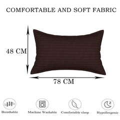 Heart Home Pillow Cover | Cotton Pillow Cover | Striped Pattern Pillow Cover | Soft Pillow Cover for Home | Pillow Cover for Bedroom | Set of 6 | Brown