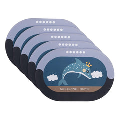 Kuber Industries Bath Mat | PVC Bathroom Mat | Shower Bath Mat | Floor Tub Mat | Diatom Mud Oval Mat | Anti-Skid Shower Bathroom Mat | CF-220821 |Pack of 5| Multi