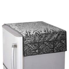 Heart Home Fridge Top Cover | Fridge Top Cover with Pockets | Refrigerator Top Cover for Kitchen | Fridge Top Cover with 6 Utility Pockets | Velvet Fridge Top Cover | Gray