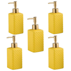 Kuber Industries Liquid Soap Dispenser | Handwash Soap Dispenser | Soap Dispenser for Wash Basin | Shampoo Dispenser Bottle | Bathroom Dispenser Bottle | Pack of 5 | ZX021YW | 350 ml | Yellow