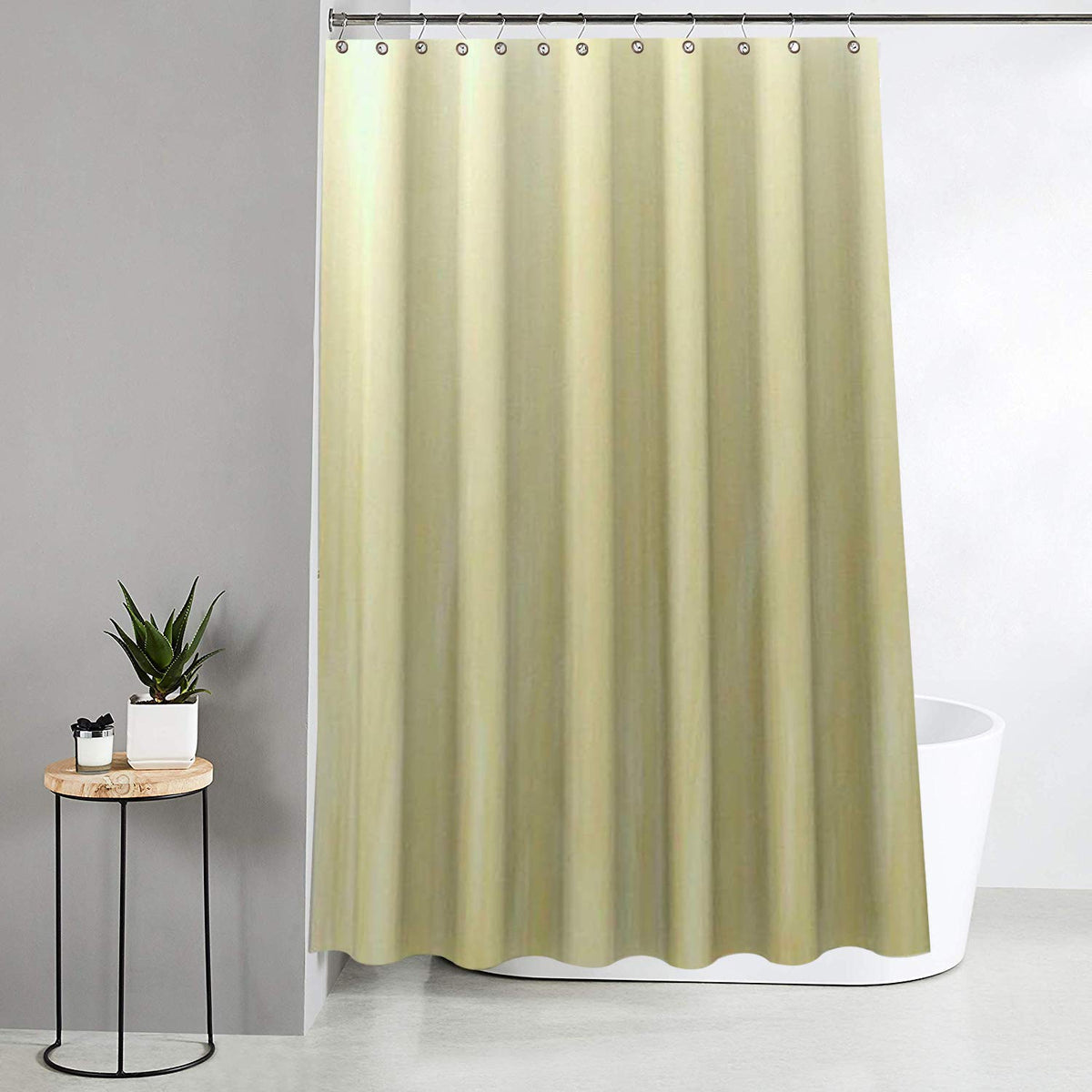 Kuber Industries Lining Design Waterproof PVC Shower Curtain with 8 Hooks (CTKTC33788, Cream, 54 x 84 inch)