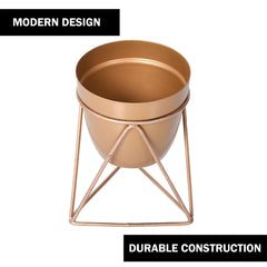 Homestic Planter | Planter Stand for Garden | Plant Stand for Home | Planter Pot Stand for Outdoor | Gamla Stand for Home | Metal Indoor Pots with Drainage Hole | Set of 1 | Gold